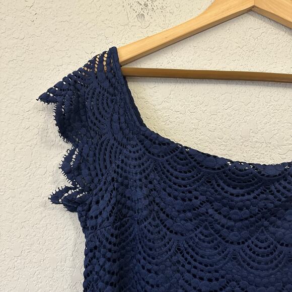 LILLY PULITZER Jade Mini Dress Navy Blue Off The Shoulder Cocktail - Picture 6 of 12